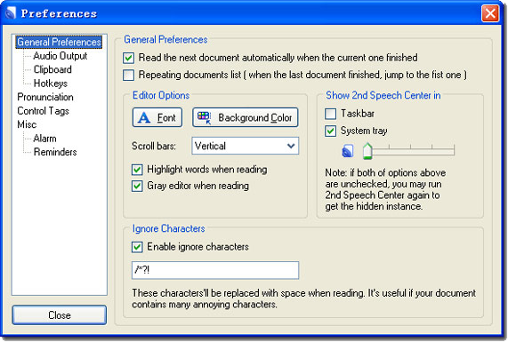 2nd Speech Center, Text to Speech Software Screenshot