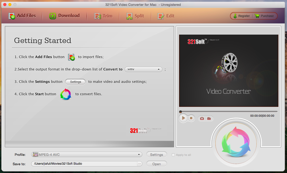 321Soft Video Converter for Mac Screenshot
