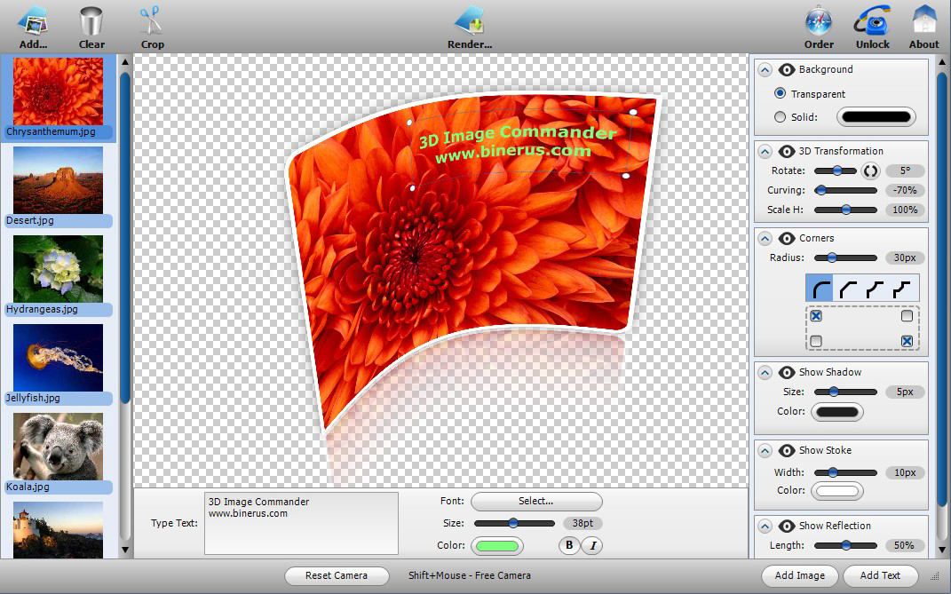 3D Image Commander, Design, Photo & Graphics Software Screenshot