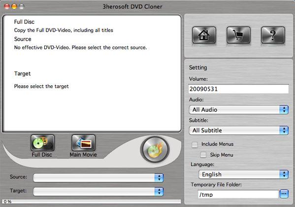 3herosoft DVD Cloner for Mac Screenshot