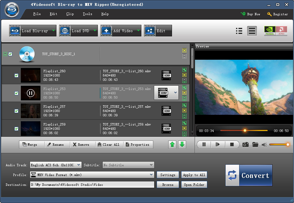 4Videosoft Blu-ray to MKV Ripper Screenshot