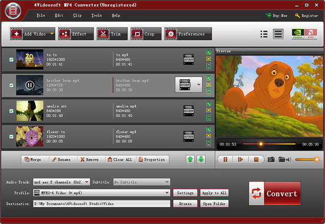 4Videosoft MP4 Converter Screenshot