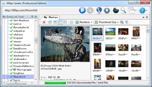500px Spider, Internet Download Manager Software Screenshot