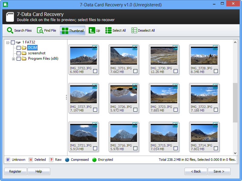 7-Data Card Recovery, Recovery Software Screenshot