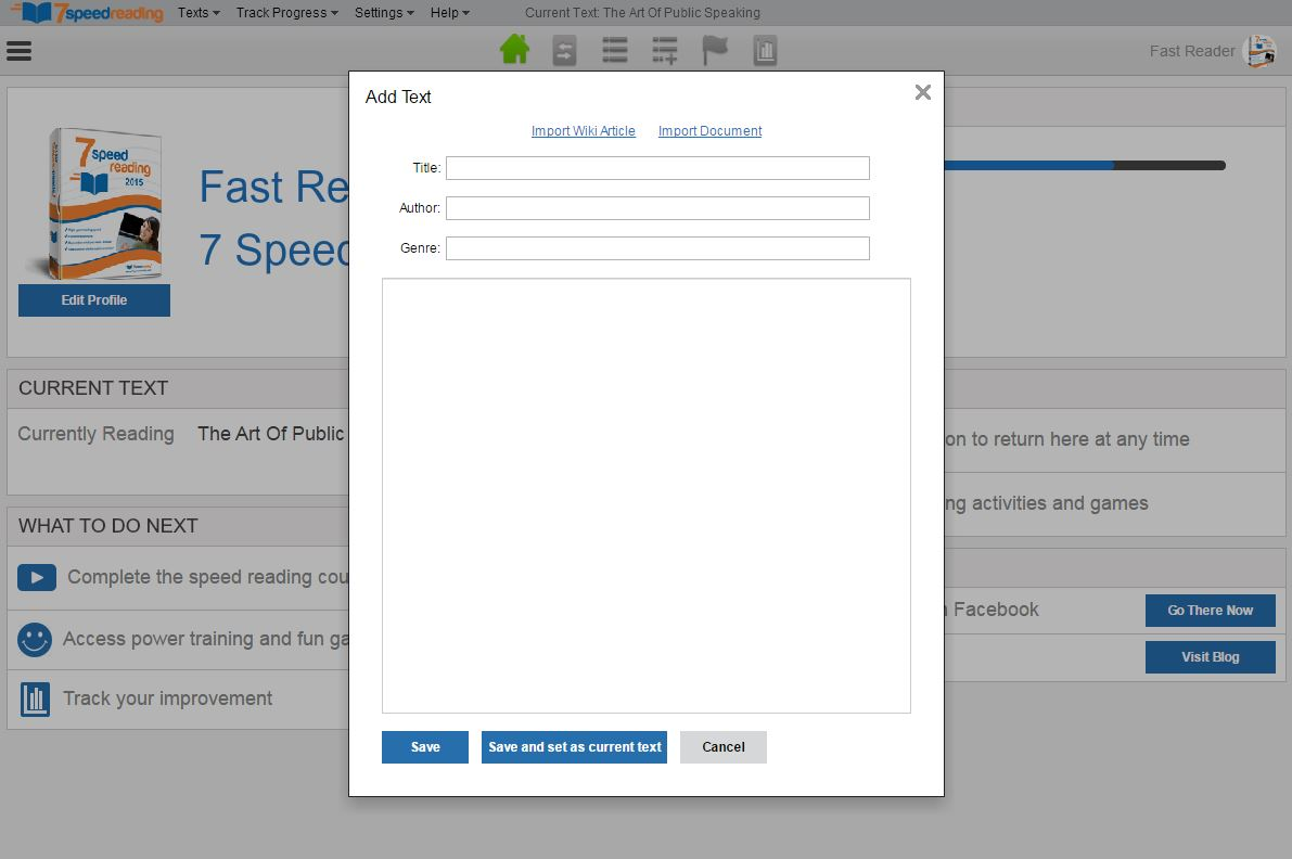 Development Software, 7 Speed Reading Screenshot