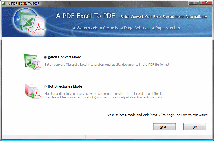 A-PDF Excel to PDF Screenshot