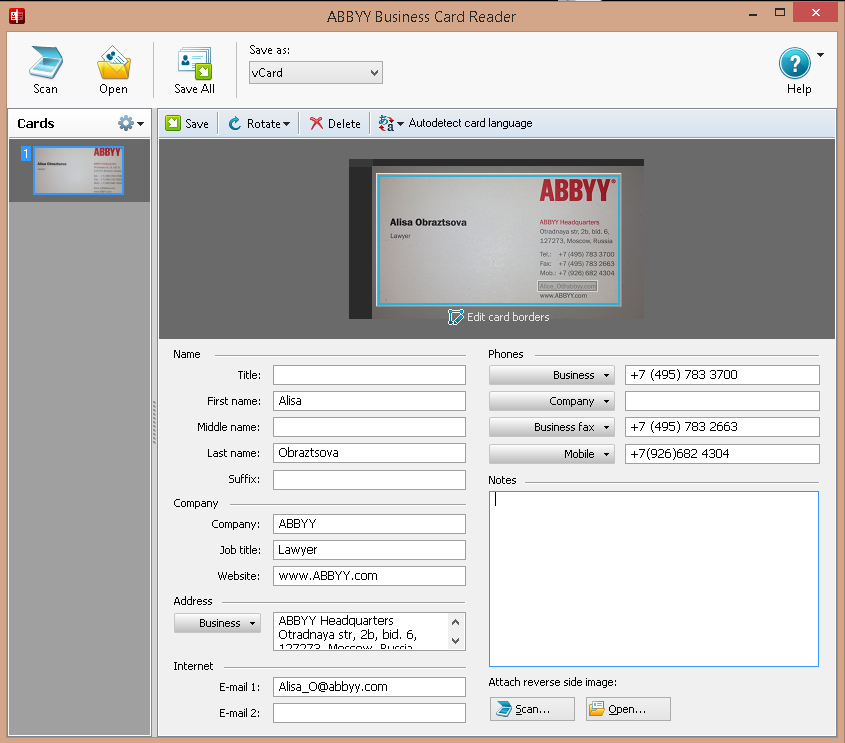 Business & Finance Software, ABBYY FineReader Professional Screenshot