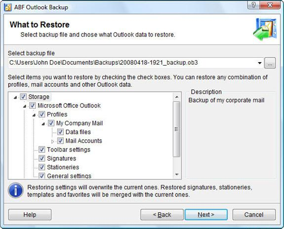 Backup Email Software, ABF Outlook Backup 3 Screenshot