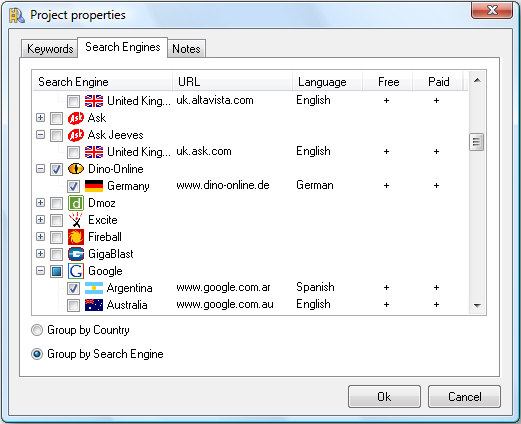 SEO / Keyword Software Screenshot