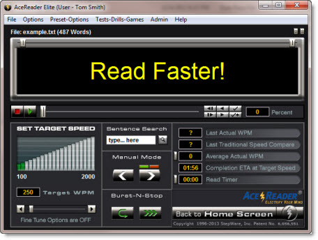 AceReader Elite, Educational Software Screenshot