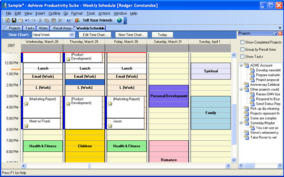Achieve Planner Productivity Suite, PIM Software Screenshot