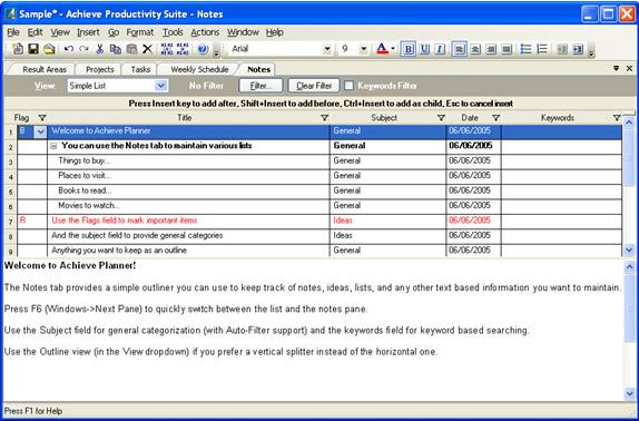 PIM Software, Achieve Planner Productivity Suite Screenshot