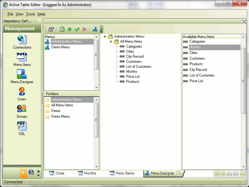 Active Table Editor, Development Software Screenshot