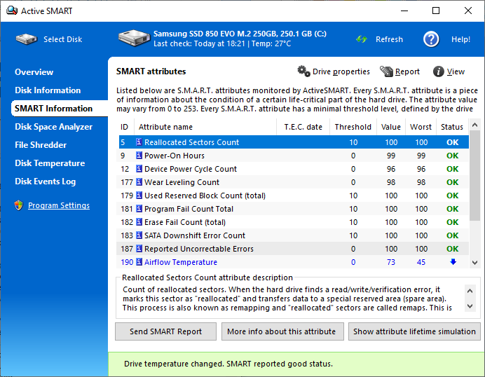 ActiveSMART, Hard Drive Software Screenshot