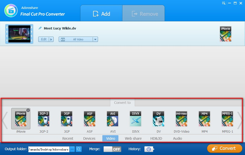 Adoreshare Final Cut Pro Converter for Mac Screenshot