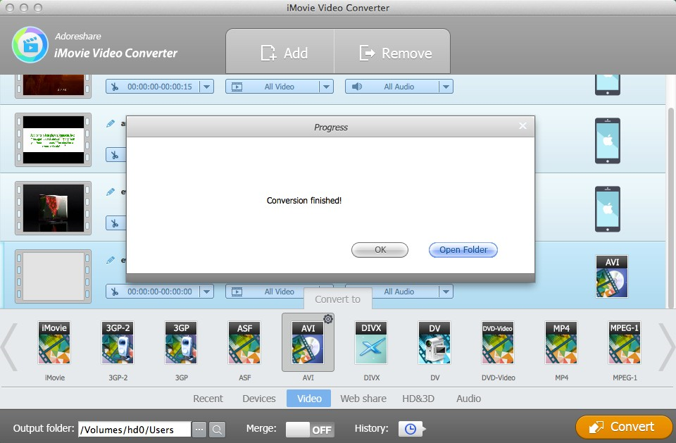 Adoreshare iMovie Video Converter for Mac, Video Software Screenshot