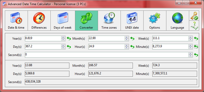 Advanced Date Time Calculator, Productivity Software Screenshot