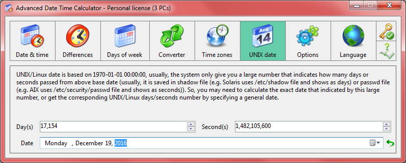 Productivity Software, Advanced Date Time Calculator Screenshot