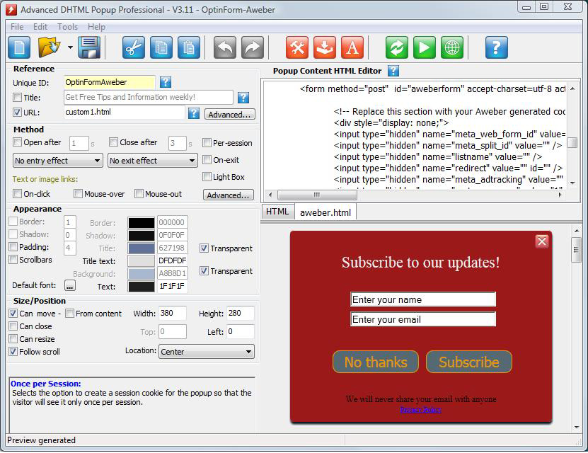 Advanced DHTML Layers Professional Screenshot