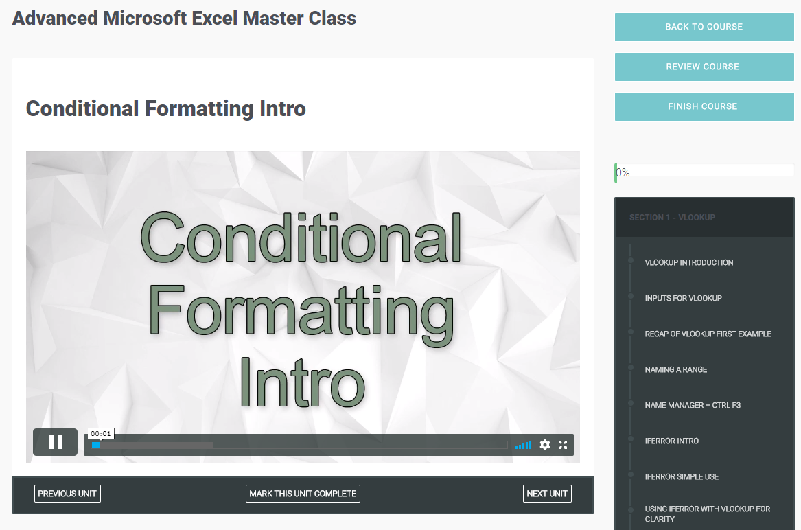 Advanced Microsoft Excel Master Class, Learning and Courses Software Screenshot