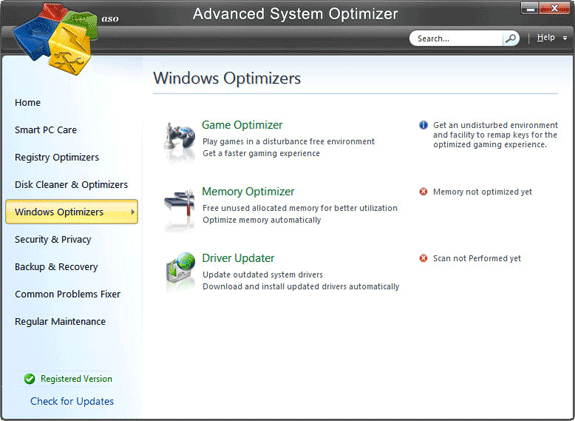 Software Utilities, Advanced System Optimizer V3 Screenshot