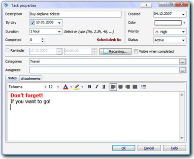 Agenda At Once, Productivity Software Screenshot