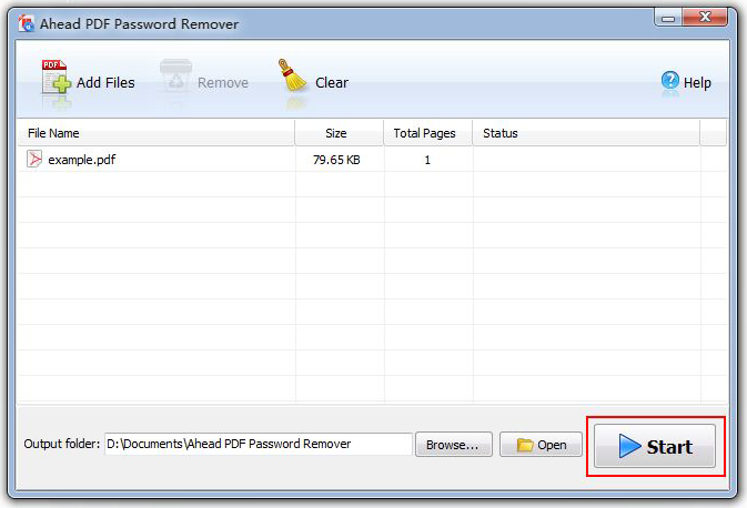 Ahead PDF Password Remover, PDF Utilities Software Screenshot