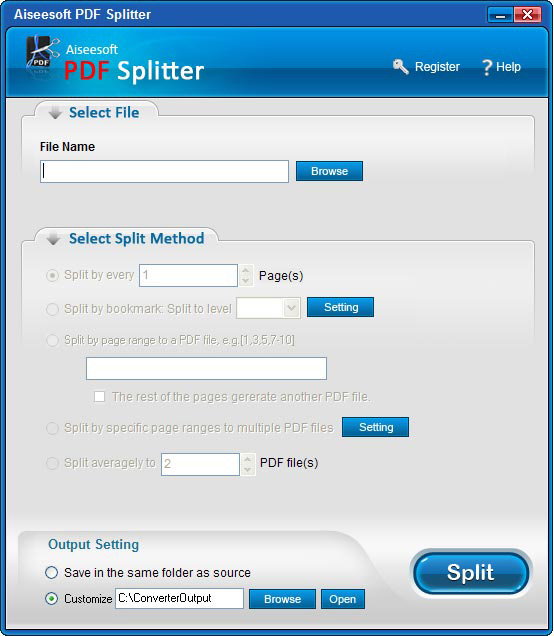 Aiseesoft PDF Splitter Screenshot