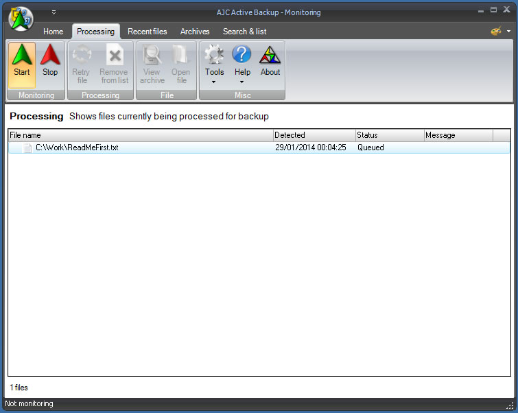 AJC Active Backup, Access Restriction Software Screenshot