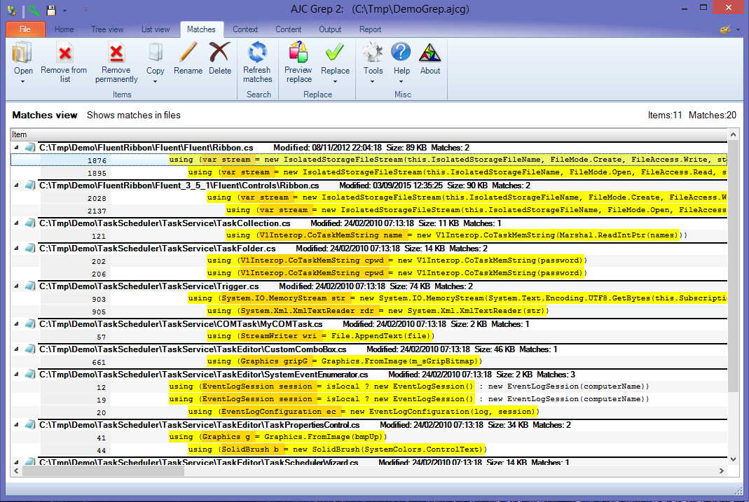 AJC Grep, Software Utilities Screenshot