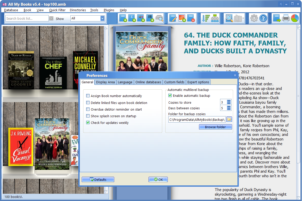 Cataloging Software, All My Books 5.x Screenshot