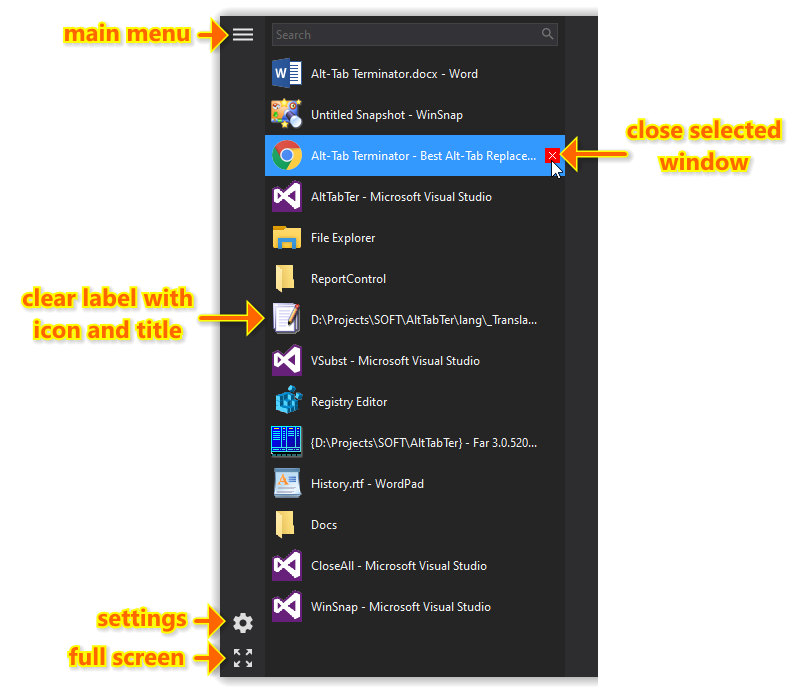 Alt-Tab Terminator, Desktop Customization Software Screenshot