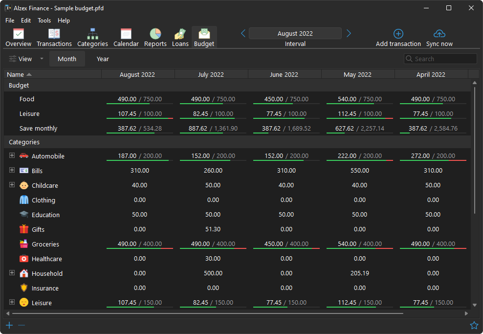 Personal Finance Software Screenshot