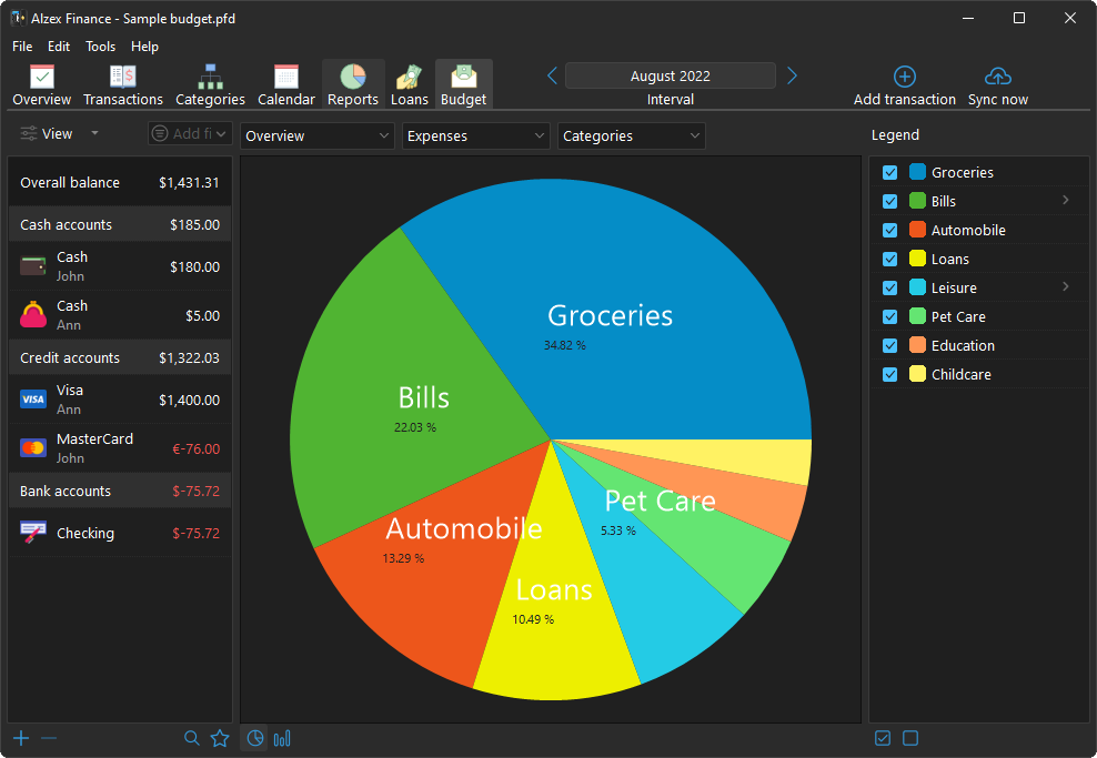 Alzex Finance Pro, Business & Finance Software Screenshot