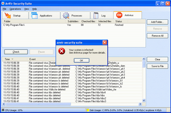 AnVir Security Suite, Security Software Screenshot