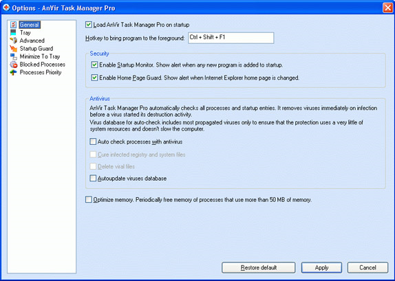 Desktop Customization Software, AnVir Task Manager Pro Screenshot