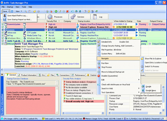 AnVir Task Manager Pro Screenshot