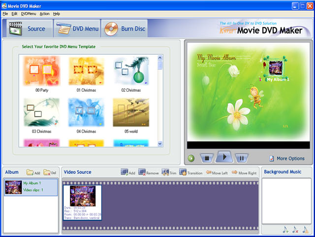AnvSoft Movie DVD Maker, Video Editing Software Screenshot