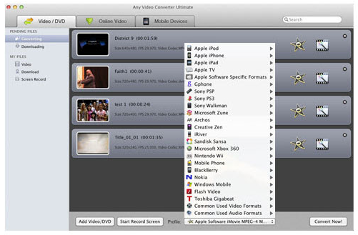 Any Video Converter Ultimate, Video Converter Software Screenshot