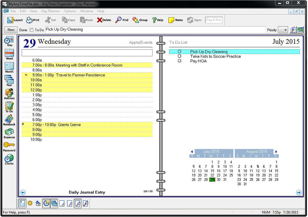 AnyTime Organizer 16 Standard, Productivity Software, Organization Software Screenshot