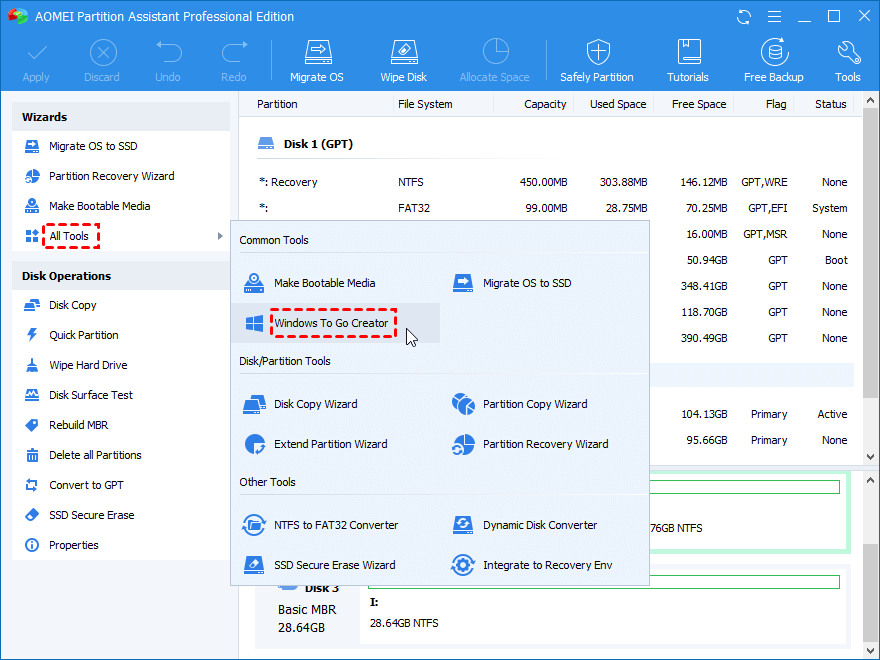 Hard Drive Software, AOMEI Partition Assistant Pro Edition Screenshot