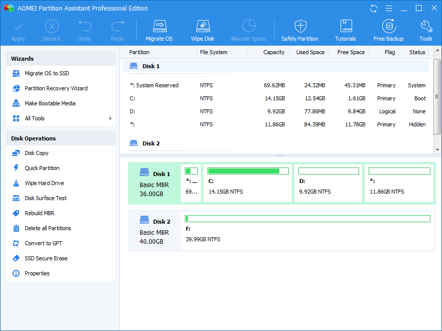 AOMEI Partition Assistant Pro Edition Screenshot