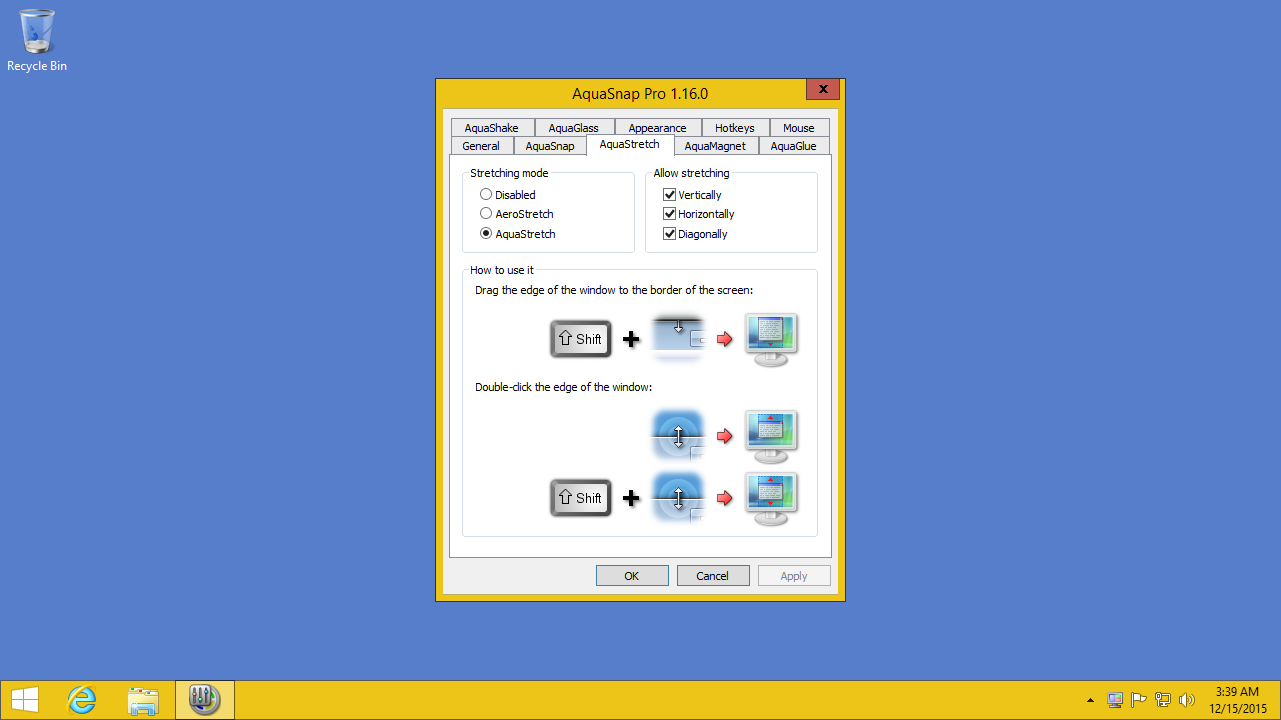 AquaSnap, Desktop Customization Software Screenshot