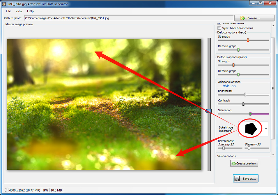 Design, Photo & Graphics Software, Artensoft Tilt Shift Generator Screenshot