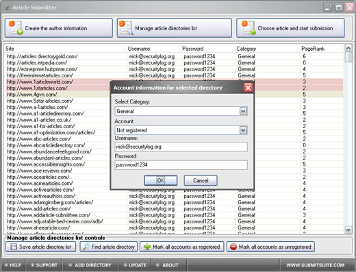 Article Submitter, Writing and Journaling Software Screenshot