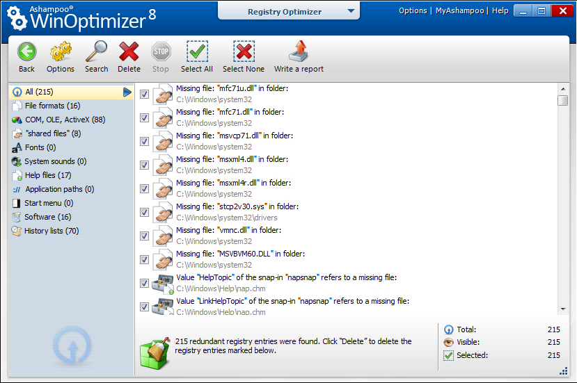 Software Utilities, Ashampoo WinOptimizer 8 Screenshot