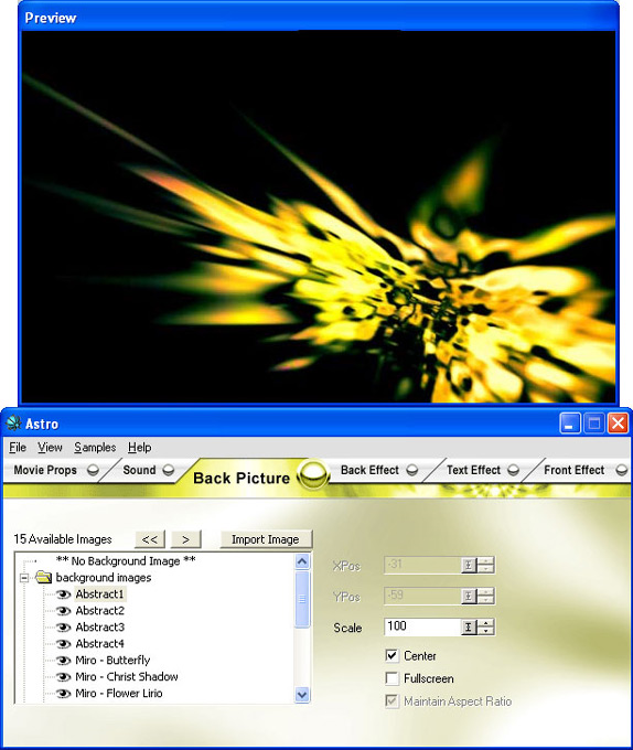 Astro Flash Creator (+ PJ, S4, & Elite plugins), Flash Software Screenshot