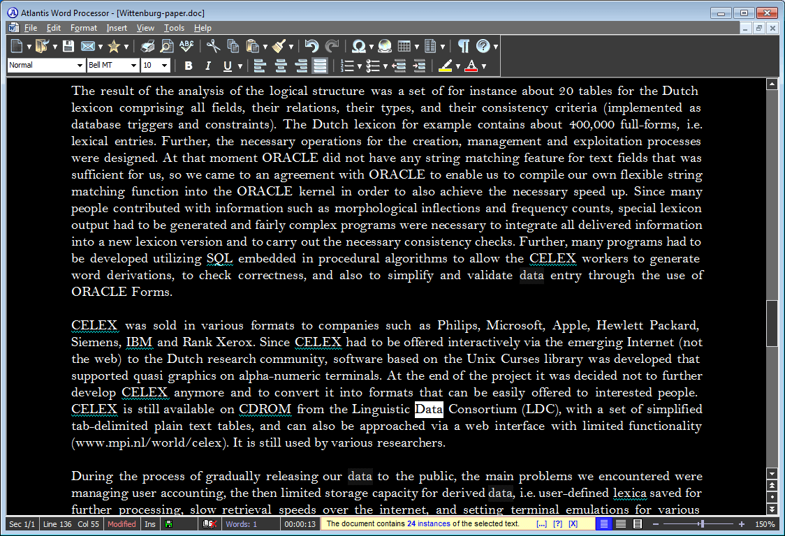 Atlantis Word Processor, Word Processing Software Screenshot
