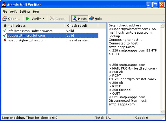 Atomic Email Verifier Screenshot