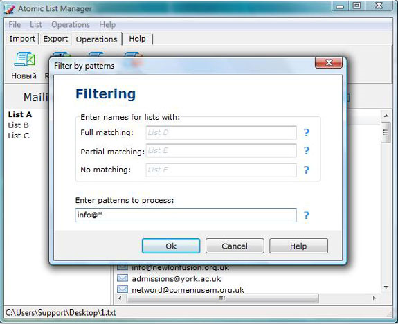 Contact Management Software, Atomic List Manager Screenshot